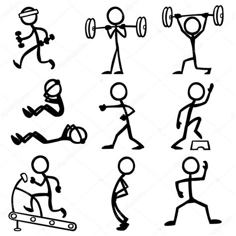 stick figures at the gym